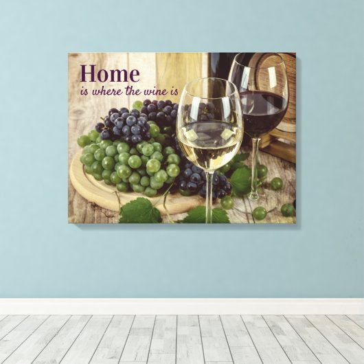 Rustige rode en witte glazen druiven Barrel Canvas Afdruk (Insitu (Houten vloer))