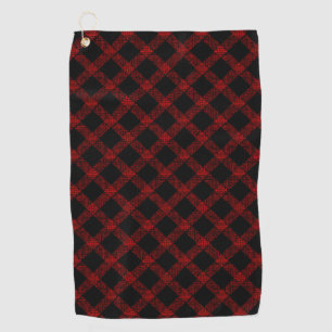 Rustige rode en zwarte tartan met ingegraveerde li golfhanddoek