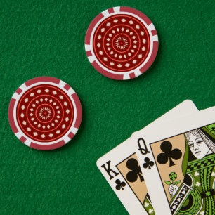 Rustige rode geometrische zonnestraal abstracte ku poker chips