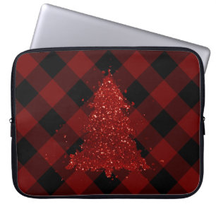 Rustige rode kerstboom Modern Buffalo Pset Laptop Sleeve