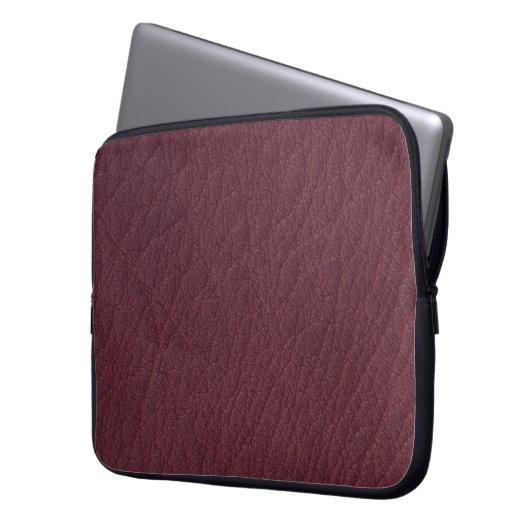 Rustige rode leder laptop sleeve (Voorkant Links)
