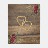 Rustige rode rozen gouden Lijsten op maat Fleece Deken (Voorkant)