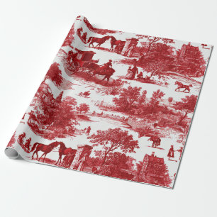 Rustige rode toile met gedetailleerde plattelandst cadeaupapier