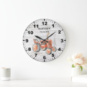 Rustige rode tractor Barn Wood Achtergrond Grote Klok (Huis)