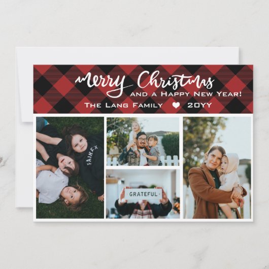 Rustige rode zwarte buffel kerstinklage feestdagenkaart (Voorkant)