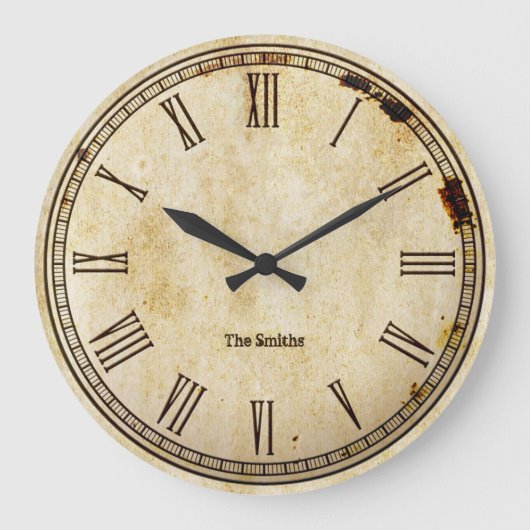 Rustige  Roman Numeral Aged Clock Face Grote Klok (Voorkant)