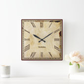Rustige Roman Numeral Aged SQ Clock Face Vierkante Klok (Huis)
