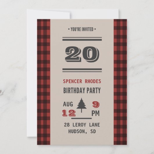 Rustige Rood- en Zwarte Buffalo-speldenfeest Kaart (Voorkant)