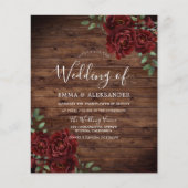 Rustige roodroze roodroodroos Uitnodiging om hout (Voorkant)