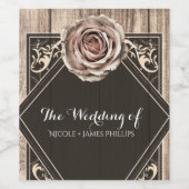 Rustige Roos Elegant Light Wood Diamond Wine Label Wijn Etiket (Enkel label)