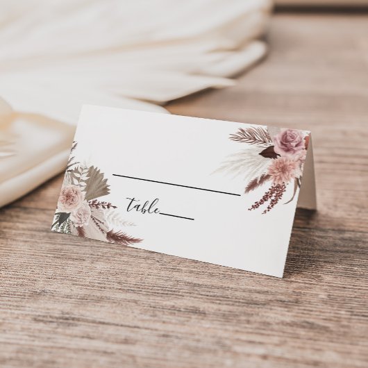 Rustige Roos Gold Floral Wedding Place Card