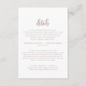 Rustige Roos Gold Script Wedding Details Informatiekaartje (Voorkant)
