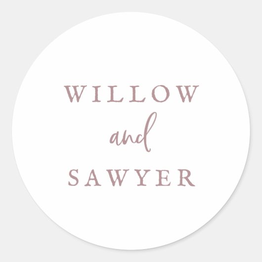 Rustige Roos Gold Script Wedding Envelope-zegels Ronde Sticker (Voorkant)