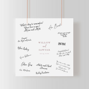 Rustige Roos Gold Script Wedding Guest Signing Poster