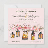 Rustige Roos gouden lampions en lichte hedendaagse Kaart (Voorkant)