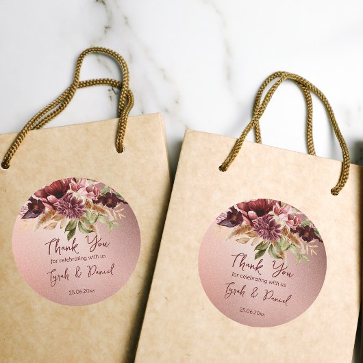 Rustige roos gouden terracotta rozen vallen bruilo ronde sticker