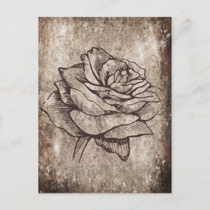 Rustige Roos inkttekening Briefkaart