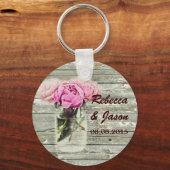 Rustige roos mason jar bruiloft bedankt sleutelhanger (Voorkant)