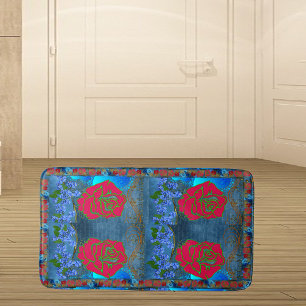 Rustige Roos Roze Blauw Goud Faux Elegant Badmat