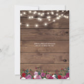 Rustige Roos Wood String Lights Wedding Kaart (Achterkant)