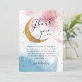 Rustige roze blauwe moonsterd Baby shower Bedankkaart (Staand voorkant)