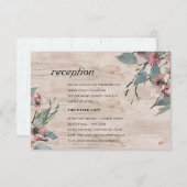 Rustige roze eucalyptus Floral Wedding Reception Informatiekaartje (Voorkant / Achterkant)