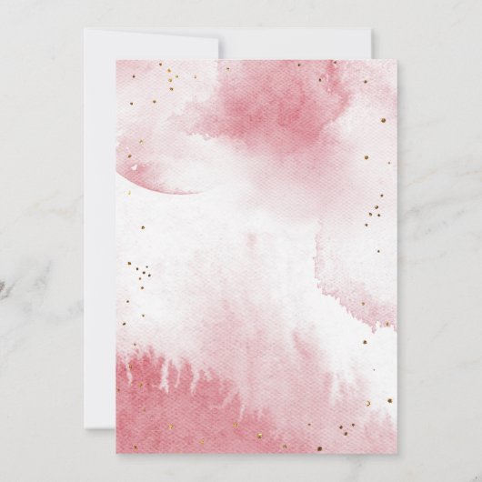 Rustige roze goudmoonsterd Baby shower Bedankkaart (Achterkant)