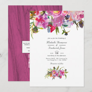 Rustige roze pinda QR-code RSVP bruiloft Kaart