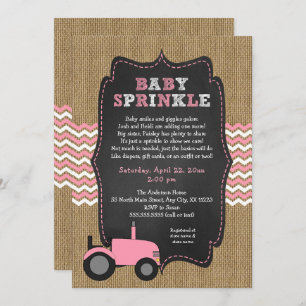 Rustige roze tractor Baby Sprinkle Kaart