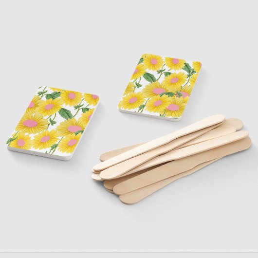 Rustige roze zonnebloemen Modern White Handwaaier (Niet-gemonteerd)