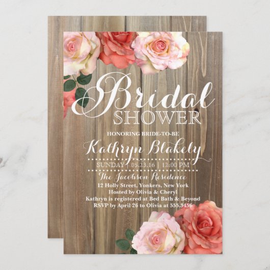 Rustige Rozen | Bridal Shower-uitnodigingen Kaart (Voorkant / Achterkant)