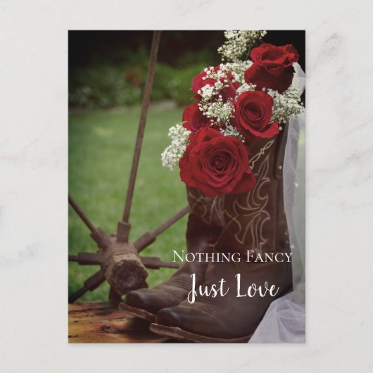 Rustige Rozen Cowboy Boots Wedding Save the Date Aankondigingskaart (Voorkant)