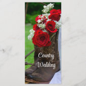 Rustige Rozen Cowboy Boots Western Wedding Program Programma (Voorkant)