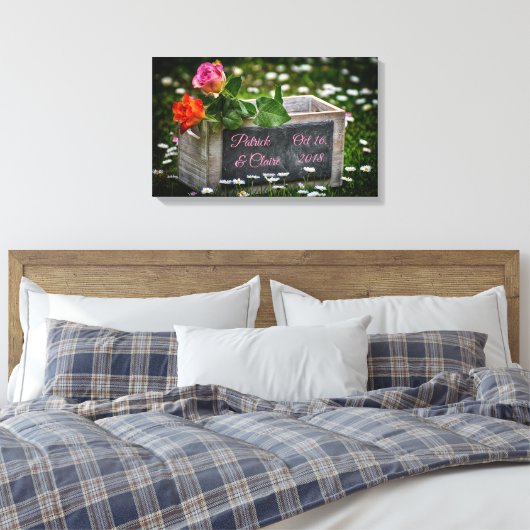 Rustige Rozen, Daisies, bruiloft, Jubileum Canvas Afdruk (Insitu (Slaapkamer))