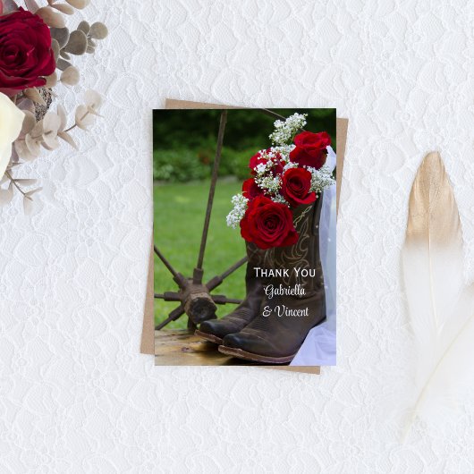 Rustige Rozen en Cowboy Boots Wedding Bedankt