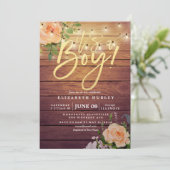 Rustige Rozen Floral String Light Baby shower Kaart (Staand voorkant)