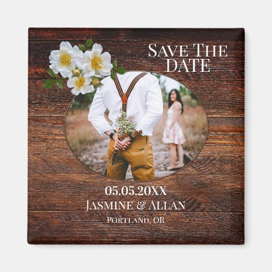 Rustige Rozen Foto opslaan Datum Magnet Magneet (Voorkant)