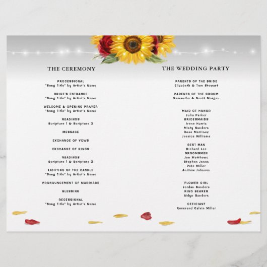 Rustige Rozen met zonnebloem - programma met gevou (Achterkant)