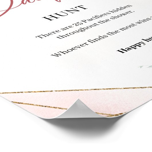 Rustige rozen pinda's goud de Pacifier Hunt Poster (Hoek)