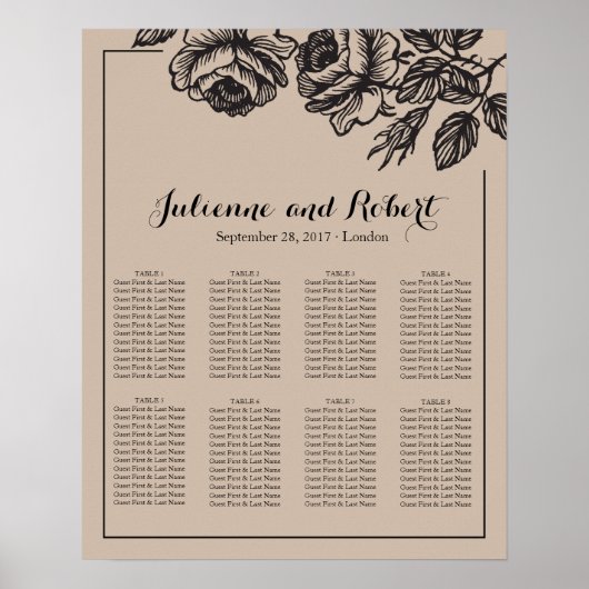 Rustige Rozen - Poster van de Floral Wedding Seati (Voorkant)