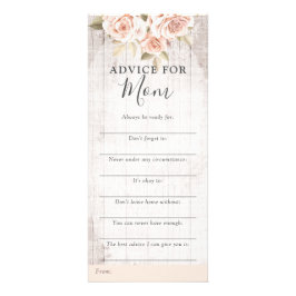 Rustige Rozen Shabby Baby shower Advice Game Card Reclamekaart