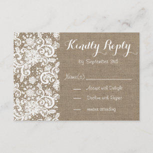 Rustige RSVP-kaart met schoot en plaats voor bruil RSVP Kaartje