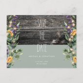 Rustige Sage Foliage Sunflower Save the Date Uitnodiging Briefkaart (Voorkant)