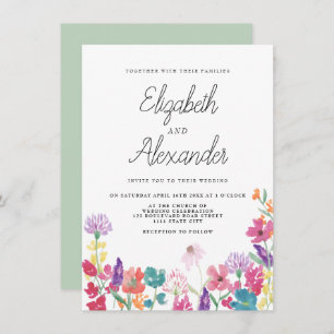 Rustige samengeperste wilde bloemen bruiloft kaart