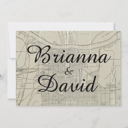 Rustige Savannah GA Map Wedding Uitnodiging (Voorkant)