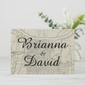 Rustige  Savannah GA Map Wedding Uitnodiging (Staand voorkant)