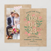 Rustige Save the Date met Foto Unieke Trouw  (Voorkant / Achterkant)