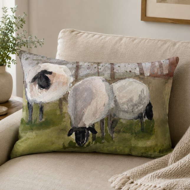 Rustige schapen accent kussen (Rustic Sheep Pillow)