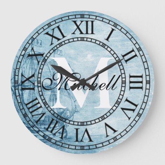 Rustige  scheepsmonogram grote klok (Voorkant)