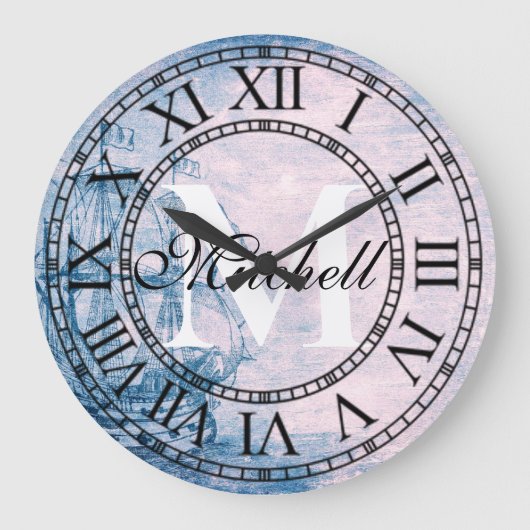Rustige  scheepsmonogram grote klok (Voorkant)